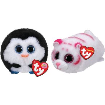 Ty - Knuffel - Teeny Puffies - Waddles Penguin &amp; Tabor Tiger