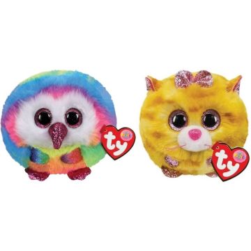 Ty - Knuffel - Teeny Puffies - Owel Owl &amp; Tabitha Cat