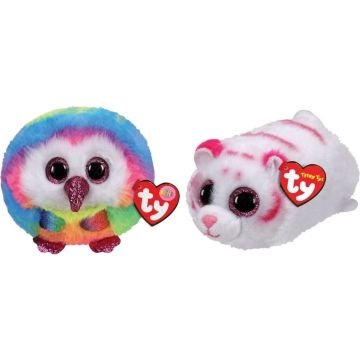 Ty - Knuffel - Teeny Puffies - Owel Owl &amp; Tabor Tiger