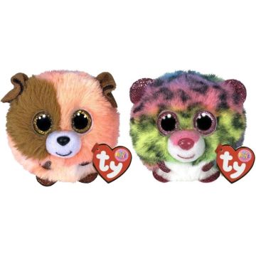 Ty - Knuffel - Teeny Puffies - Mandarin Dog &amp; Dotty Leopard