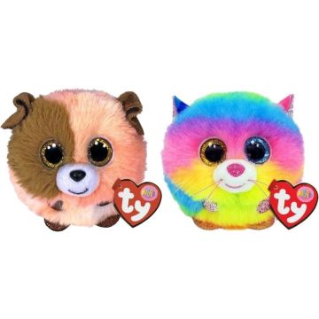 Ty - Knuffel - Teeny Puffies - Mandarin Dog &amp; Gizmo Cat