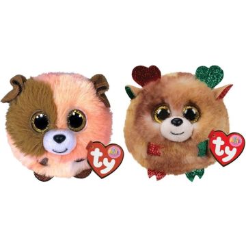 Ty - Knuffel - Teeny Puffies - Mandarin Dog &amp; Christmas Mouse