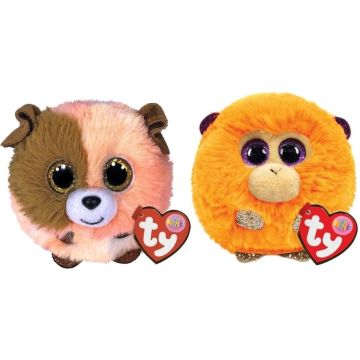 Ty - Knuffel - Teeny Puffies - Mandarin Dog &amp; Coconut Monkey