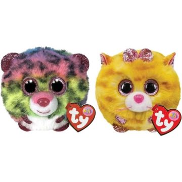 Ty - Knuffel - Teeny Puffies - Dotty Leopard &amp; Tabitha Cat