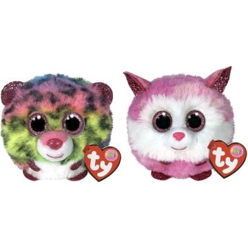 Ty - Knuffel - Teeny Puffies - Dotty Leopard &amp; Princess Husky