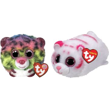 Ty - Knuffel - Teeny Puffies - Dotty Leopard &amp; Tabor Tiger