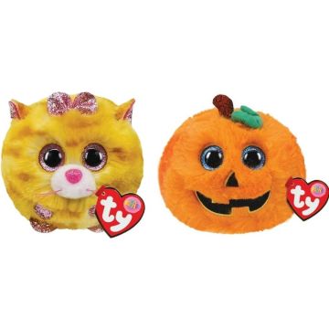 Ty - Knuffel - Teeny Puffies - Tabitha Cat &amp; Halloween Pumpkin