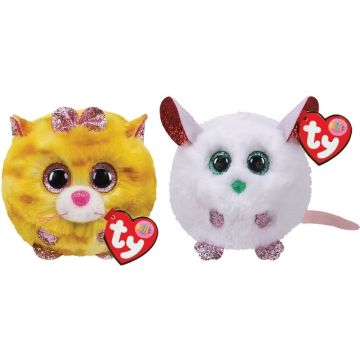Ty - Knuffel - Teeny Puffies - Tabitha Cat &amp; Christmas Mouse