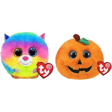 Ty - Knuffel - Teeny Puffies - Gizmo Cat &amp; Halloween Pumpkin