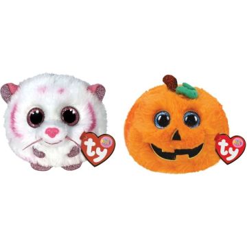 Ty - Knuffel - Teeny Puffies - Tabor Tiger &amp; Halloween Pumpkin