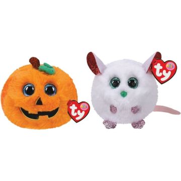 Ty - Knuffel - Teeny Puffies - Halloween Pumpkin &amp; Christmas Mouse