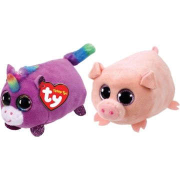 Ty - Knuffel - Teeny Ty's - Rosette Unicorn &amp; Curly Pig