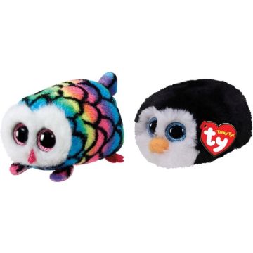 Ty - Knuffel - Teeny Ty's - Hootie Owl &amp; Waddles Penguin