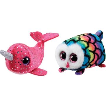 Ty - Knuffel - Teeny Ty's - Hootie Owl &amp; Nelly Narwhal