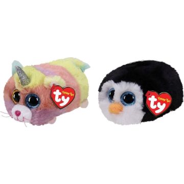 Ty - Knuffel - Teeny Ty's - Heather Cat &amp; Waddles Penguin