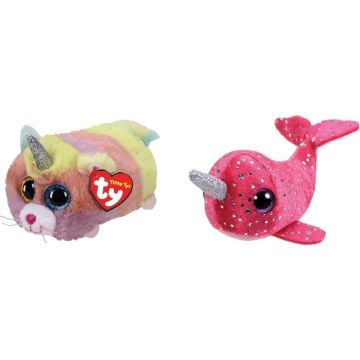 Ty - Knuffel - Teeny Ty's - Heather Cat &amp; Nelly Narwhal