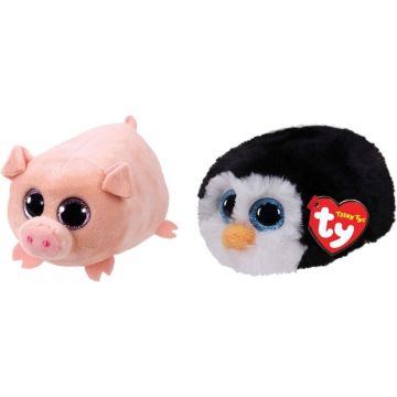 Ty - Knuffel - Teeny Ty's - Curly Pig &amp; Waddles Penguin