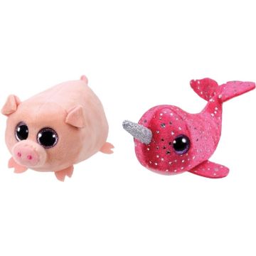 Ty - Knuffel - Teeny Ty's - Curly Pig &amp; Nelly Narwhal