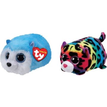 Ty - Knuffel - Teeny Ty's - Slush Husky &amp; Jelly Leopard