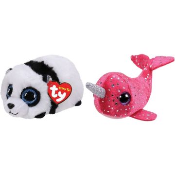 Ty - Knuffel - Teeny Ty's - Bamboo Panda &amp; Nelly Narwhal