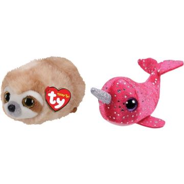 Ty - Knuffel - Teeny Ty's - Dangler Sloth &amp; Nelly Narwhal