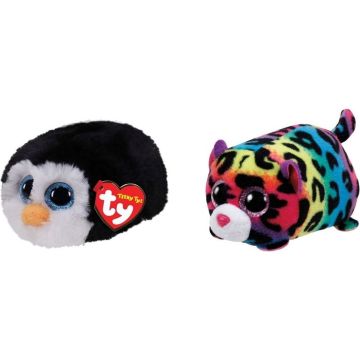 Ty - Knuffel - Teeny Ty's - Waddles Penguin &amp; Jelly Leopard