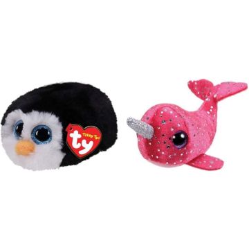 Ty - Knuffel - Teeny Ty's - Waddles Penguin &amp; Nelly Narwhal