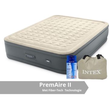 Intex PremAire II - Luchtbed - 2 Persoons - Inclusief Ingebouwde Electrische Pomp en Reparatieset - 203x152x46 cm - PVC - Grijs