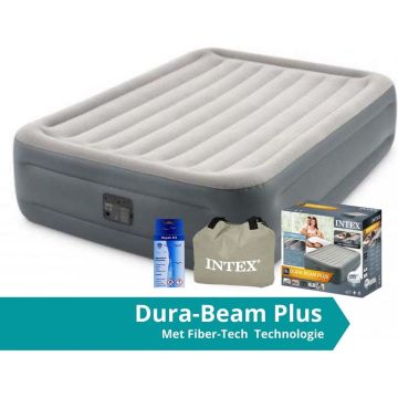 Intex Essential Rest - Luchtbed - 2 Persoons - Inclusief Ingebouwde Electrische Pomp, Draagtas en Repairset - 203x152x46 cm - PVC - Lichtgrijs