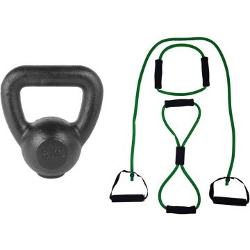 Tunturi - Fitness Set - Kettlebell 8kg - Tubing set Groen