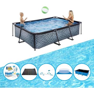 EXIT Zwembad Stone Grey - Frame Pool 300x200x65 cm - Bundelpakket