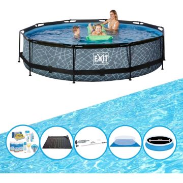 EXIT Zwembad Stone Grey - Frame Pool ø360x76cm - Zwembad Combi Deal