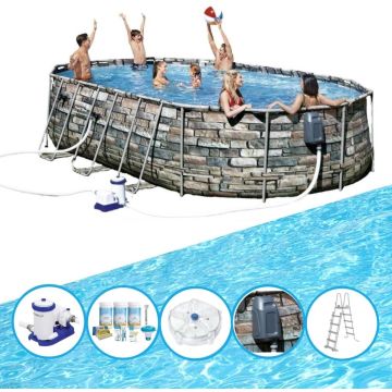 Bestway Zwembad Power Steel Swim Vista - Zwembadpakket - 610x366x122 cm