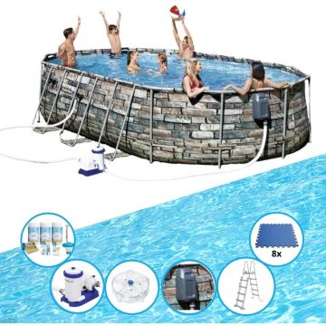 Bestway Zwembad Power Steel Swim Vista - Inclusief accessoires - 610x366x122 cm