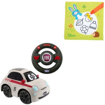 Chicco bundel - Fiat 500 - Bestuurbare Speelgoedauto &amp; Babyboekje - Kleuren met water - Seizoenen