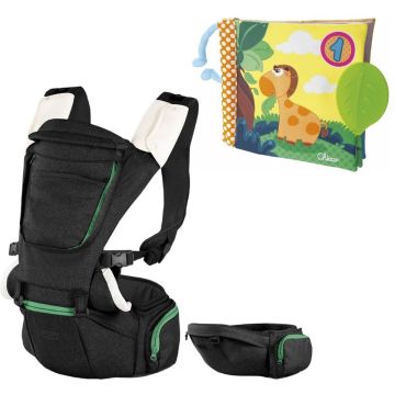 Chicco bundel - Draagzak Hip Seat - Black &amp; Babyboekje Junior 19 X 19 Cm Polyester Geel/groen
