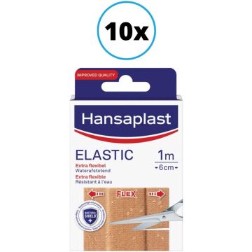 Voordeelverpakking - Hansaplast Elastiek &amp; Waterafstotende Pleister - 1m x 6 cm - 10 stuks