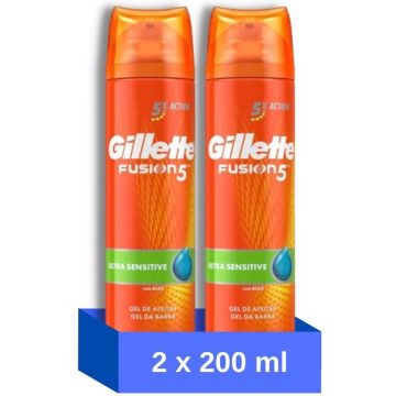 Gillette Scheergel Fusion5 - Ultra Sensitive - 200 ml - 2 stuks