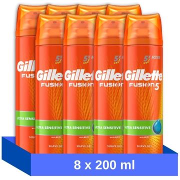 Gillette Scheergel Fusion5 - Ultra Sensitive - 200 ml - 8 stuks