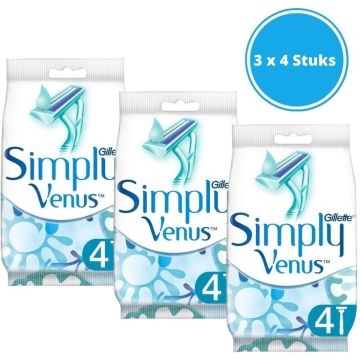 Gillette Simply Venus2 Wegwerpscheermesjes - Vrouwen - 4 Stuks - 3 stuks