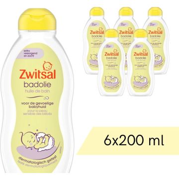 Voordeelverpakking: 6x Zwitsal Bad - Rijke Badolie - 200 ml