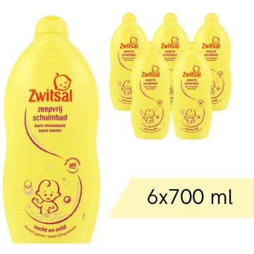 Voordeelverpakking: 6x Zwitsal Bad - Schuimbad Zeepvrij - 700 ml