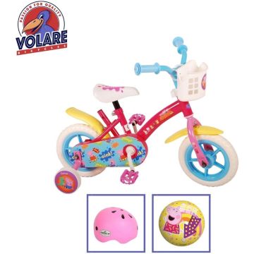 Volare Kinderfiets Peppa Pig - 10 inch - Doortrapper - Inclusief fietshelm &amp; accessoires