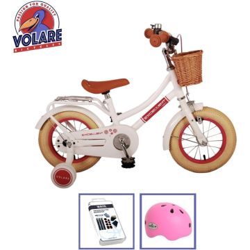 Volare Kinderfiets Excellent - 12 inch - Wit - Met fietshelm &amp; accessoires