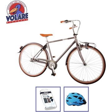 Volare Kinderfiets Lifestyle - 48 cm - Grijs - 3 Versnellingen - Lage zadelstand - Met fietshelm + accessoires