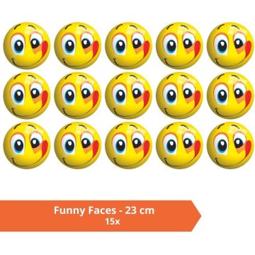 Bal - Voordeelverpakking - Funny Faces - 23 cm - 15 stuks