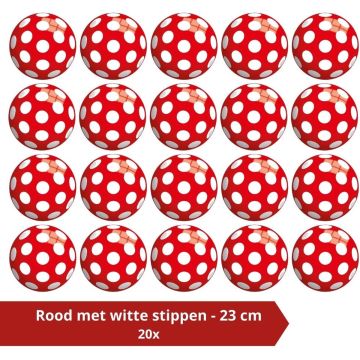 Bal - Voordeelverpakking - Rood met witte stippen - 23 cm - 20 stuks