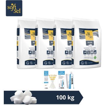 Soft-Sel zouttabletten - Zwembadonderhoud - 100 kg &amp; WAYS scrubborstel
