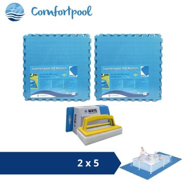 Comfortpool Zwembadtegels - 60x60 cm - Blauw - 2 verpakkingen van 5 stuks &amp; WAYS scrubborstel