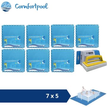 Comfortpool Zwembadtegels - 60x60 cm - Blauw - 7 verpakkingen van 5 stuks &amp; WAYS scrubborstel